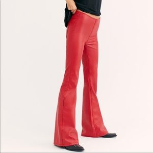 Free people red vegan leather pants